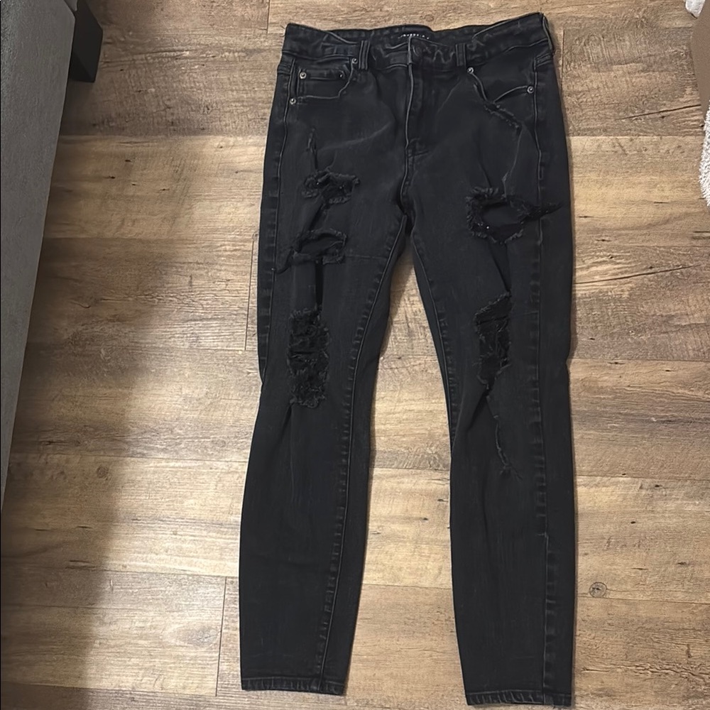 Distressed Black Denim Jeans